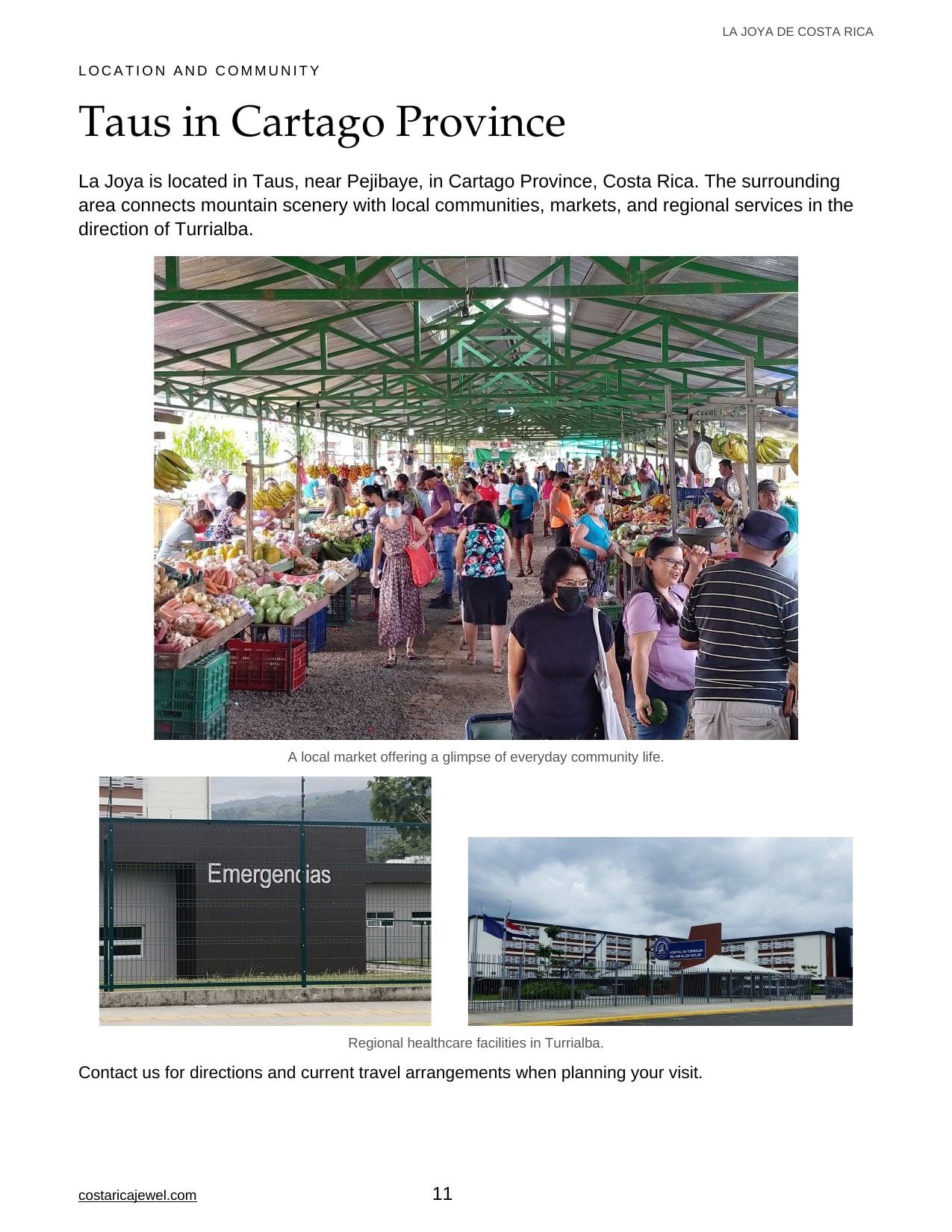 La Joya de Costa Rica Brochure — Page 11: Local market, Cartago Province